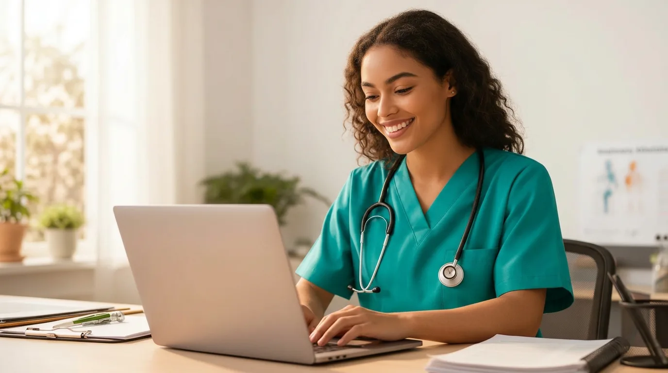 Medizinische Verwaltungsassistentin und Ordinationsassistentin bei der Arbeit in einer Wiener Arztpraxis